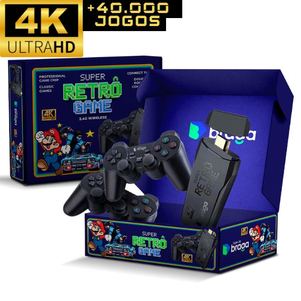 Super Retrô Game™ 4K HD 40.000 Jogos + (2 Controles de Brinde)