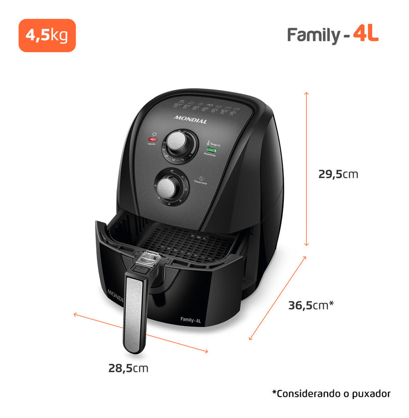 Fritadeira Sem Óleo Air Fryer 4l Mondial Preto 1500w Afn-40-bft