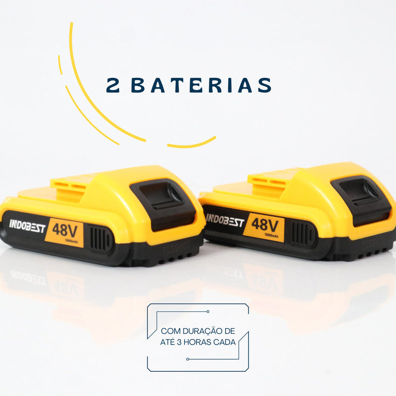 Parafusadeira Furadeira Sem Fio 48v 2 Baterias 340w 1550 Rpm