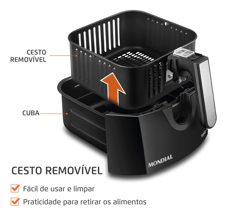 Fritadeira Sem Óleo Air Fryer 4l Mondial Preto 1500w Afn-40-bft