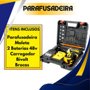 Parafusadeira Furadeira Sem Fio 48v 2 Baterias 340w 1550 Rpm