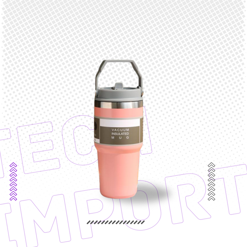 ￼Copo Térmico 900ml - Tampa Alça e Canudo