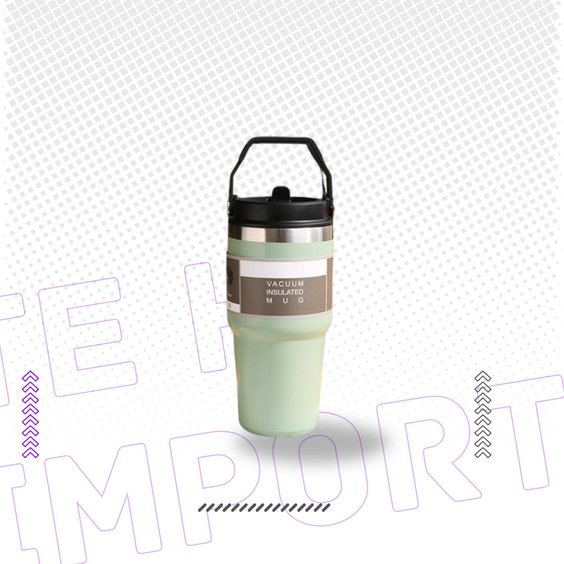 ￼Copo Térmico 900ml - Tampa Alça e Canudo