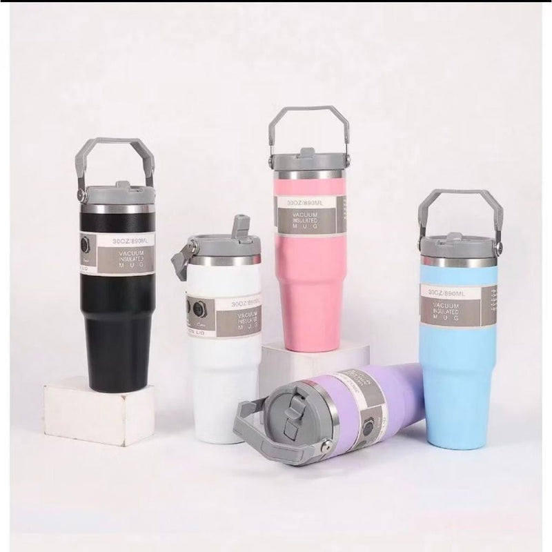 ￼Copo Térmico 900ml - Tampa Alça e Canudo